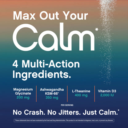 MaxCalm Bebida Relajante en Polvo | Frambuesa-Limón | Magnesio, Ashwagandha y L-Teanina | 8 oz