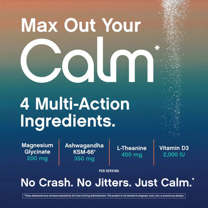 MaxCalm Bebida Relajante en Polvo | Frambuesa-Limón | Magnesio, Ashwagandha y L-Teanina | 8 oz