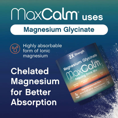 MaxCalm Bebida Relajante en Polvo | Frambuesa-Limón | Magnesio, Ashwagandha y L-Teanina | 8 oz